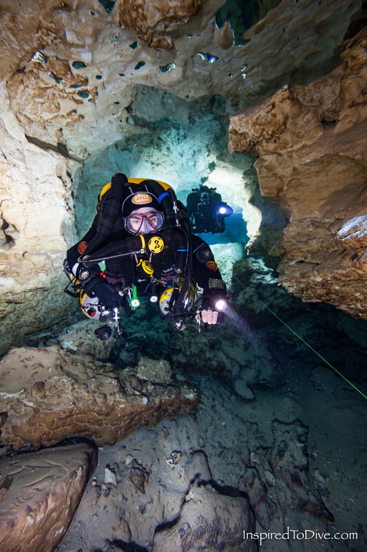 Cave divers in Tank Cave in Mount Gambier in South Australia