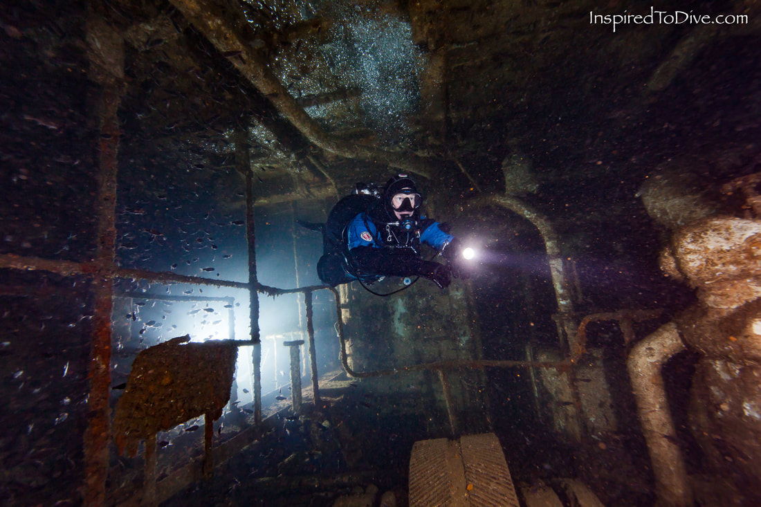 Inside the Canterbury wreck in the Bay of Islands in New Zealand