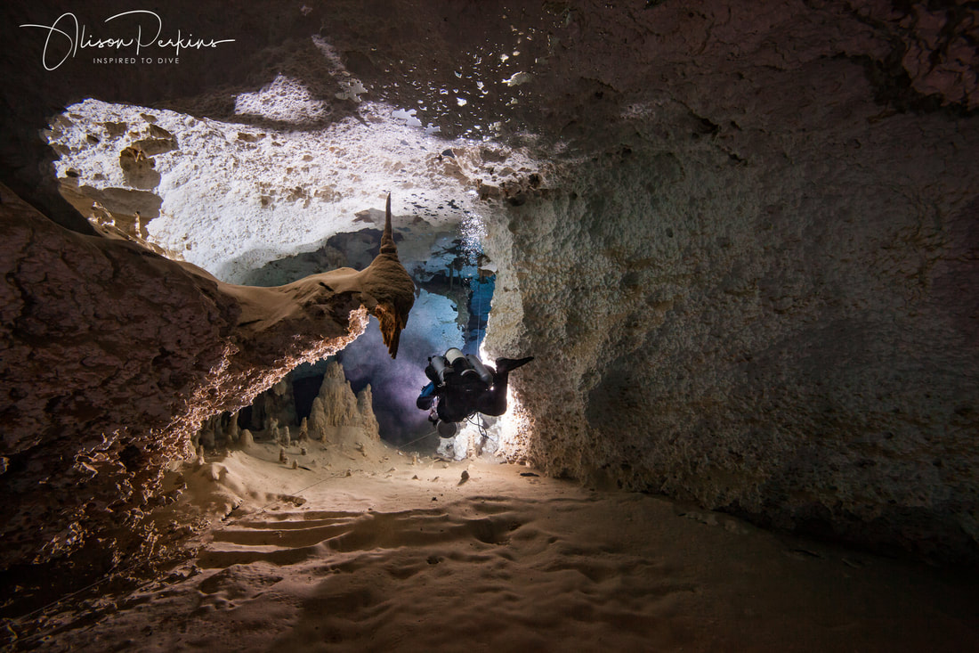 Cameron Russo cave diving Elesha's Line in Ox Bel Ha