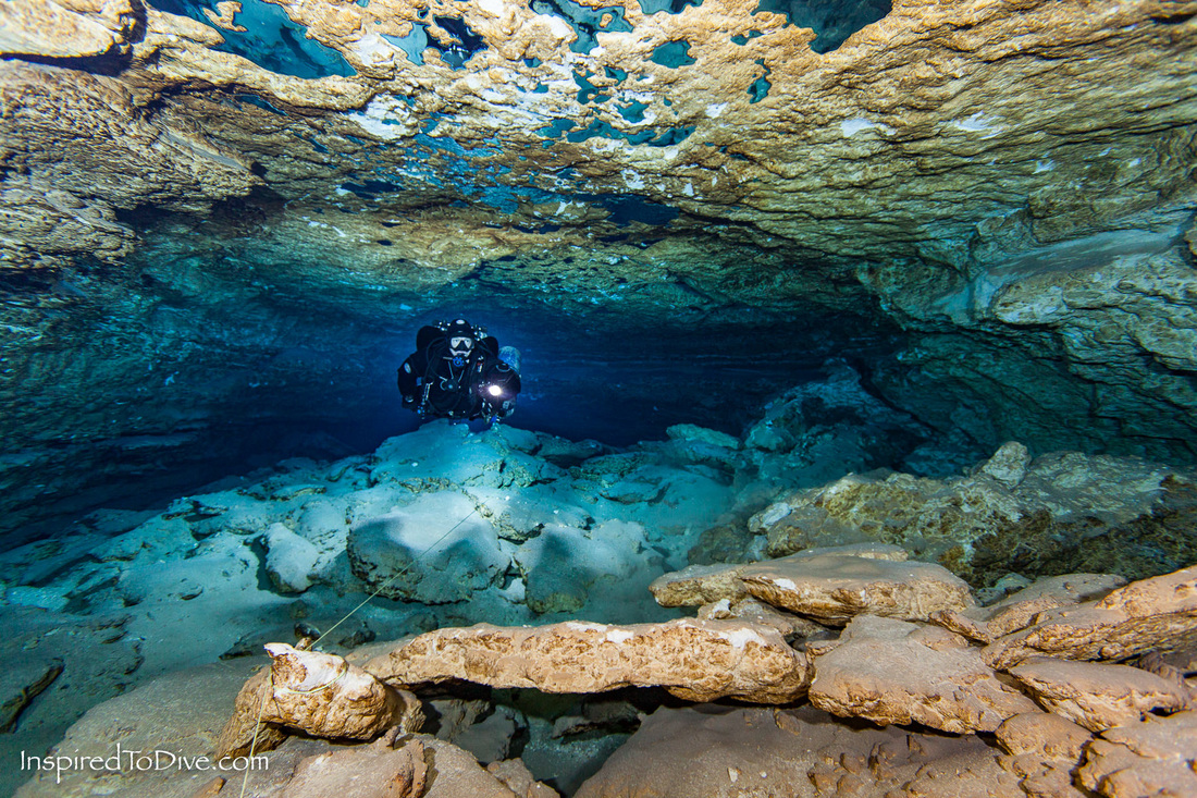 Cave diver in Tank Cave near Mt Gambier in Australia