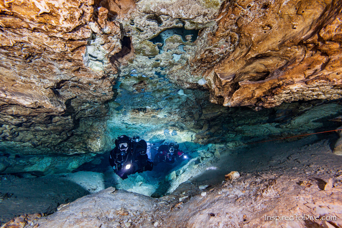 Cave divers in G Tunnel of Tank Cave in Australia