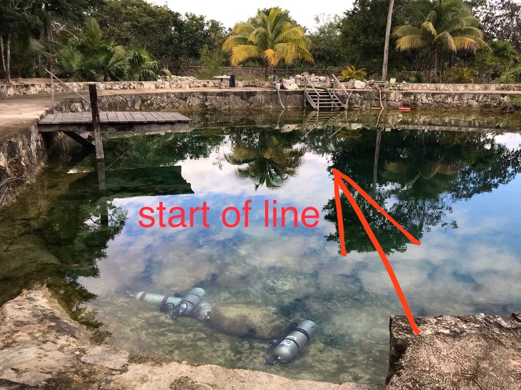 The cave line comes to open water in Cenote Hatzutz Aktun